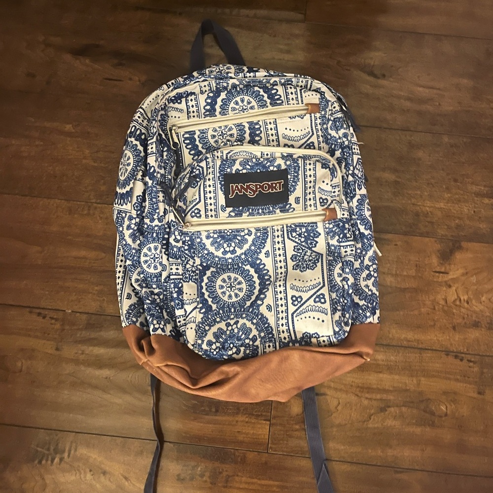 Jansport Superbreak Blue and White Patterned Backapck